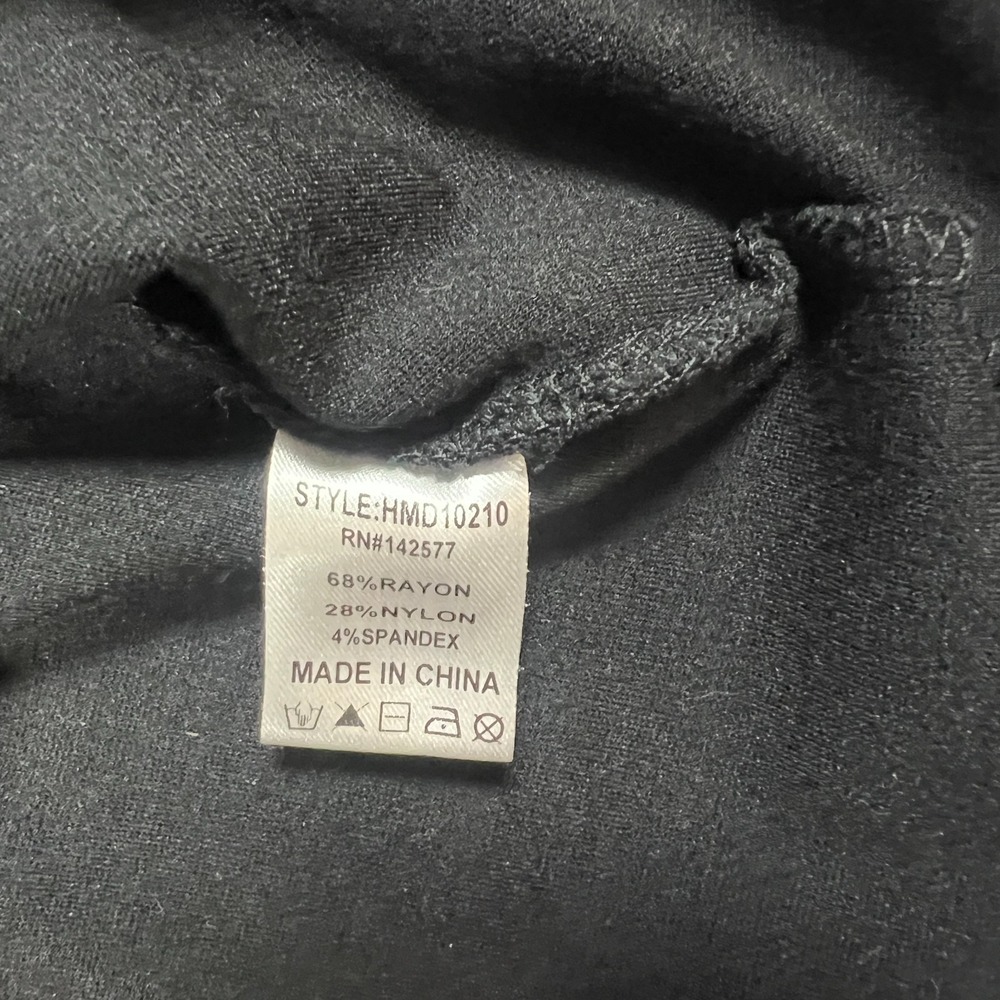 Haute‎ Monde Bodycon Midi Dress Womens Small Black Cap Sleeve Front Zip V-Neck - Picture 9 of 11